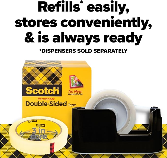 Double Sided Office Tape, 1/2" x 36 yards