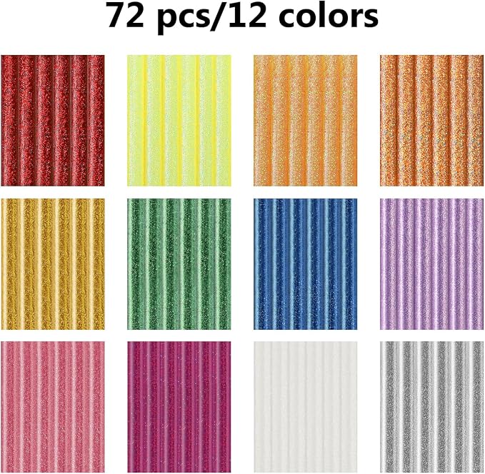 Colored Hot Glue Sticks Mini, 3.93 x 0.27 in Glitter Glue Stick, EVA Adhesive