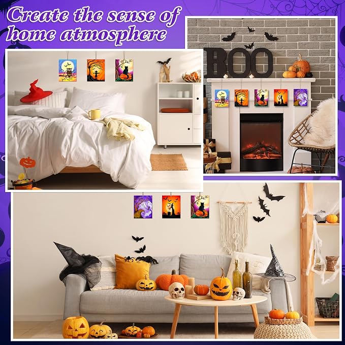 COCHIE 10PCS Large Halloween Unfinished Wood Crafts to Paint