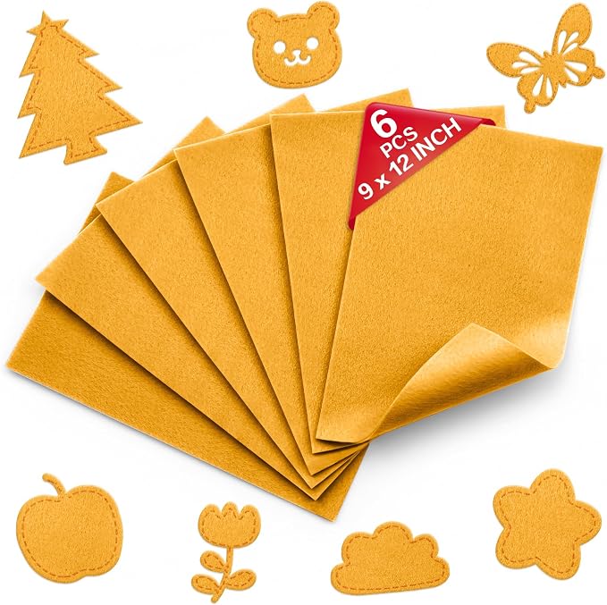 Gold Soft Felt Sheets for Crafts, 1.6mm Thick, Kids' Crafts, DIY Projects