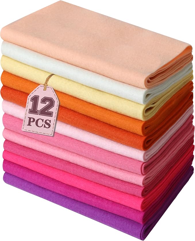 HaoFeiJH 12 Rolls 8"x20" 1.6mm Thick Soft Felt Fabric Sheets – 12 Assorted