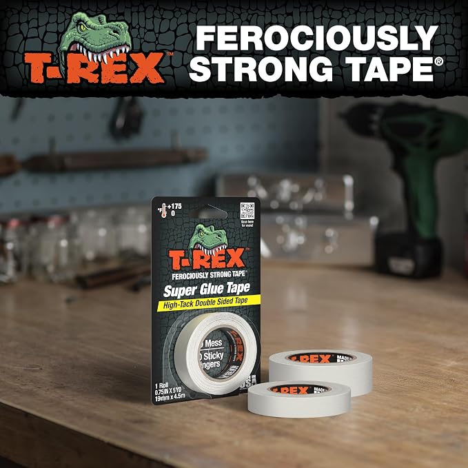T-Rex Double Sided Super Glue Tape, 0.75" x 15 Yards, 1 Pack