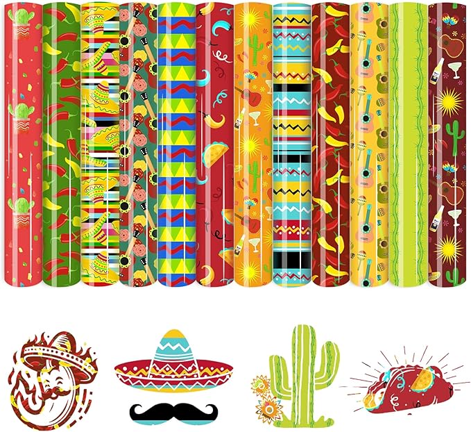 Tintnut Colorful Mexican Heat Transfer Vinyl, easy cut & weed, stretch washable