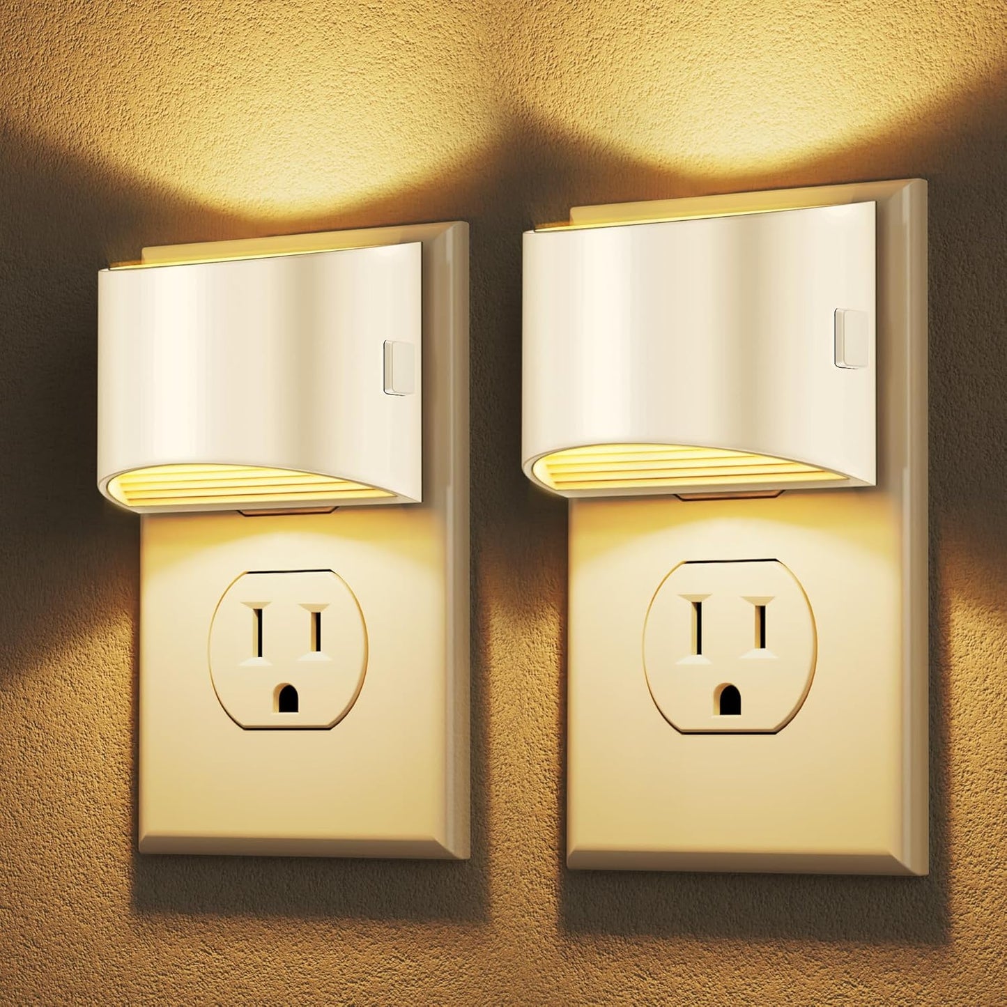 DORESshop LED Night Light[2 Pack], Night Lights Plug into Wall, 3 Level Brightness Adjustable Plug in Night Light, Dusk to Dawn Sensor Nightlights for Adults,Bedroom,Bathroom,Hallway,3000K White Cover