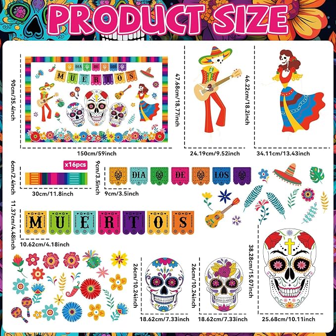 Dia De Los Muertos Bulletin Board Decorations Day of The Dead Altars Decor