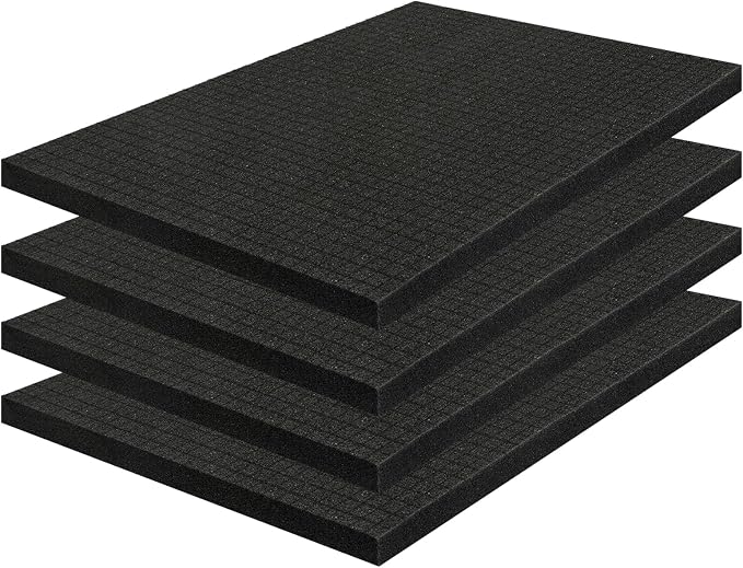 4 Pack Pick and Pluck Foam Sheets 16x12x0.5 Inch, Pre-Cut Grid Foam