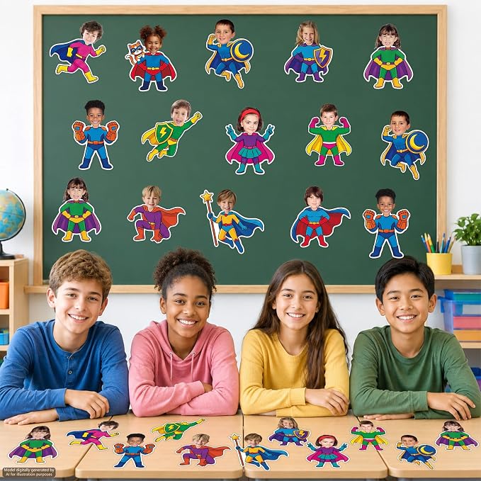 120pcs Super Theme Cutouts Colorful Comic Bulletin Board Decorations Back to
