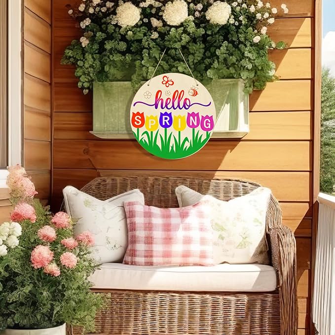 Large Size 12" Wooden Spring Ornaments to Paint, Flower Wooden DIY Blank