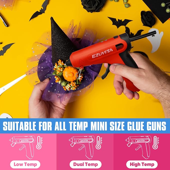 EZUVITA Mini Size Hot Glue Sticks, 0.27” Dia x 4” Long, Festival Decorations