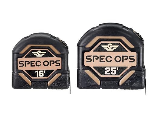 Spec Ops Tools Tape Measure for Measuring & Layout, 1 1/8" Double-Sided Blade