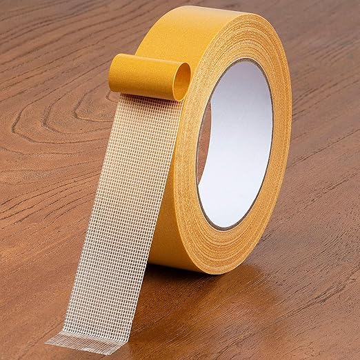 Double Sided Tape, 1.18 Inch x 66 Feet Fabric Tape, Mesh Double Stick Adhesive