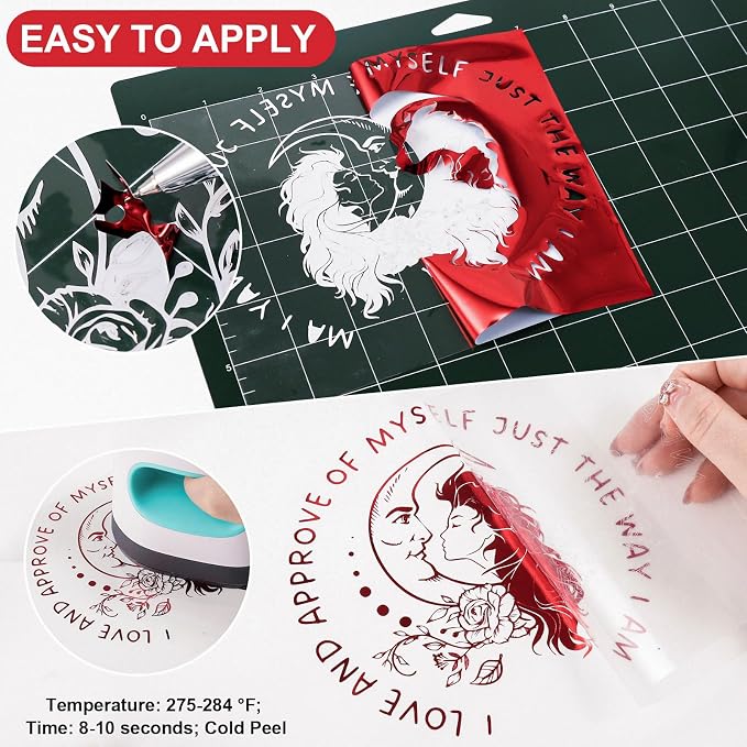 VINYL FROG Red Metallic Foil Heat Transfer Vinyl Roll 12" x12ft Red Iron on