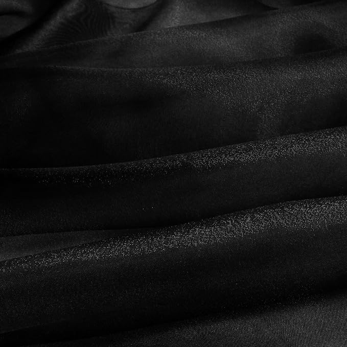 VACVELT Black Sheer Organza Fabric by The Yard 60" Wide | Semi-Transparent