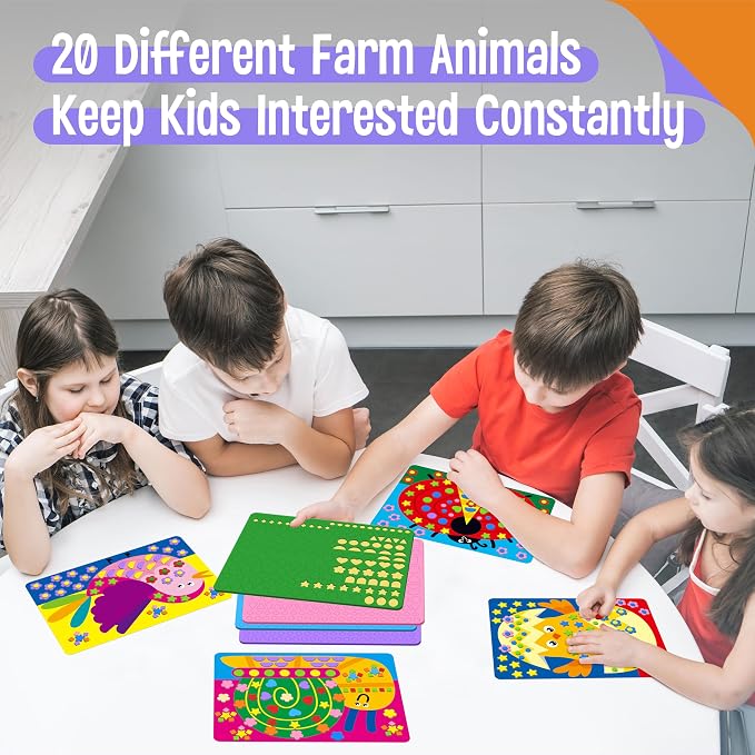 SpriteGru Foam Sticker Art Activity, 20 Farm Animal Art Boards