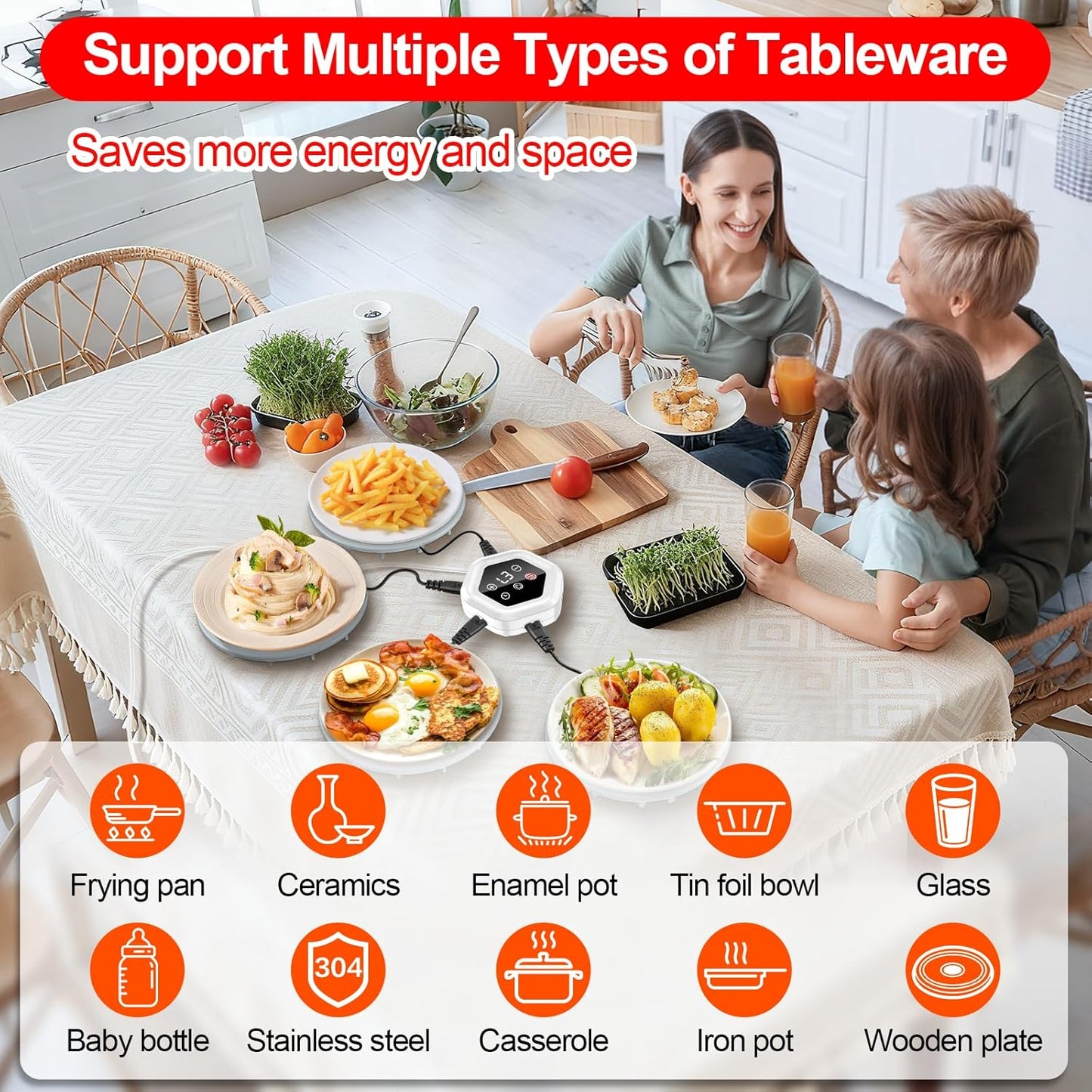 Warming Mat for Food,Upgrade 6-Pad Food Warming Mat,Fast Heating Silicone Warmer Tray with 3 Level Temperature & 3 Timer,Warmer Pad Chafing Dishes Hot Plate for Buffet Parties Gatherings Home Travel