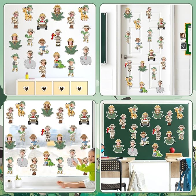 60pcs Jungle Safari Theme DIY Cutouts Jungle Animals Bulletin Board Decoration