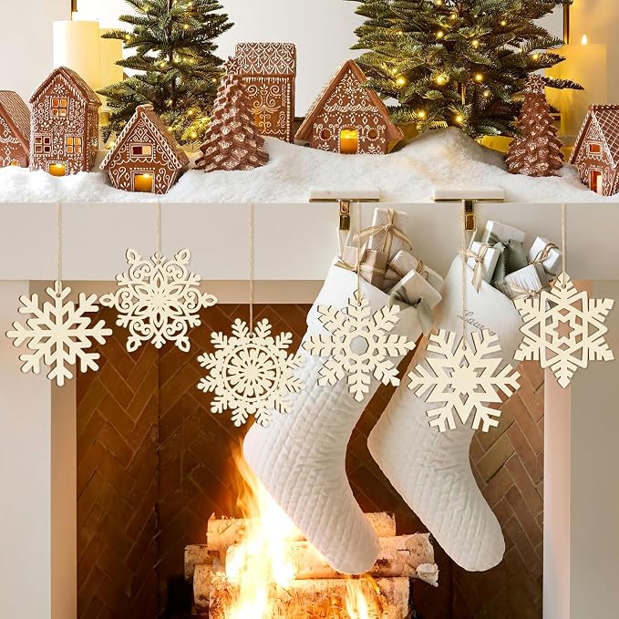 36PCS Wooden Christmas Decoration Snowflake Ornaments to Paint Christmas