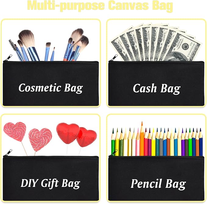 ZeeDix Canvas Zipper Pouch Bulk – 8.3 x 5 Inches Cotton Canvas Pouches