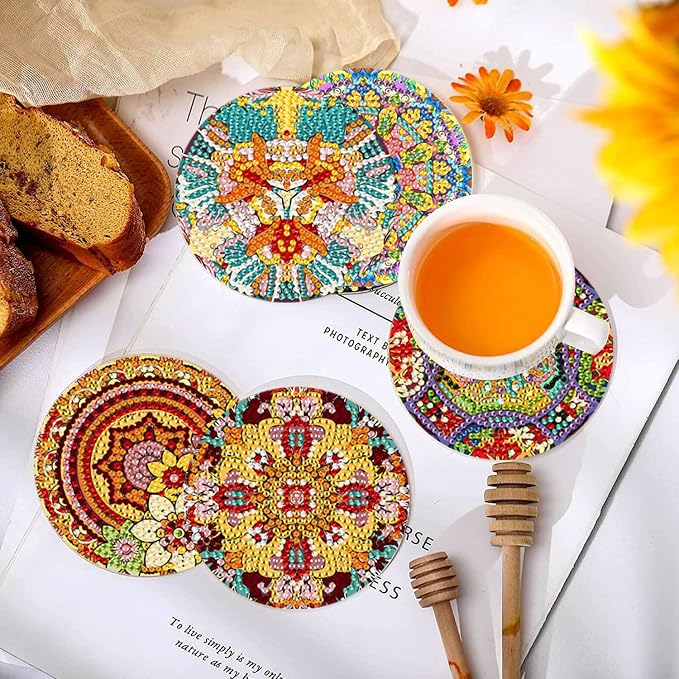EWJRNSF 10 PCS Mandala Diamond Art Coasters Kit