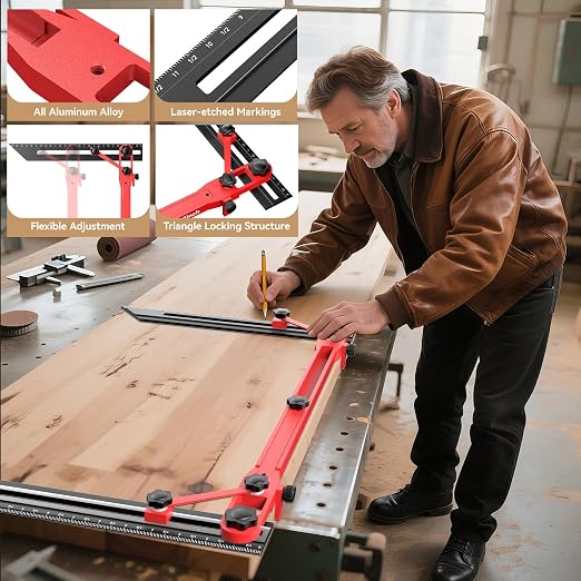 Stair Tread Jig, Modular 18"-72" Length, Precision Angle Transfer, Locking