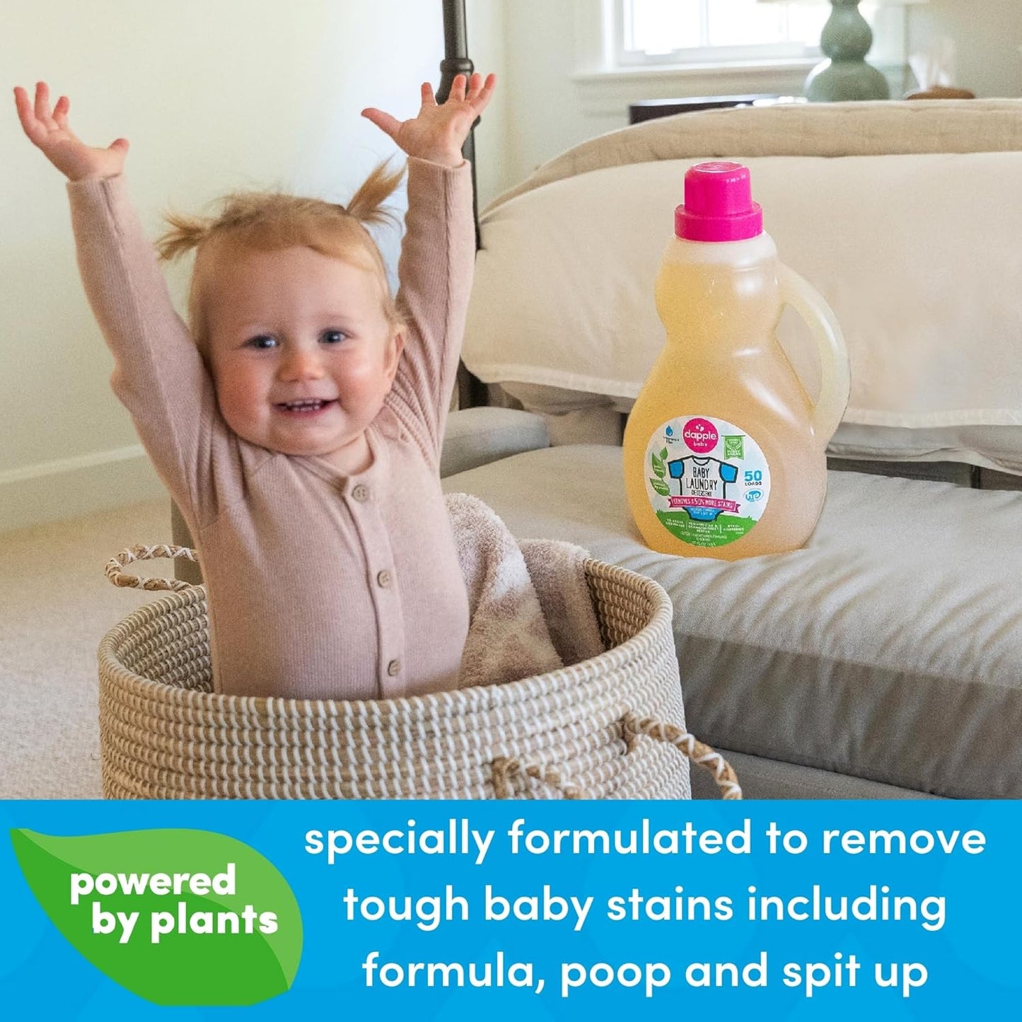 Dapple Baby Laundry Detergent, Plant Powered, Hypoallergenic, Fragrance Free, Concentrated, 50 fl oz (Pack of 2)