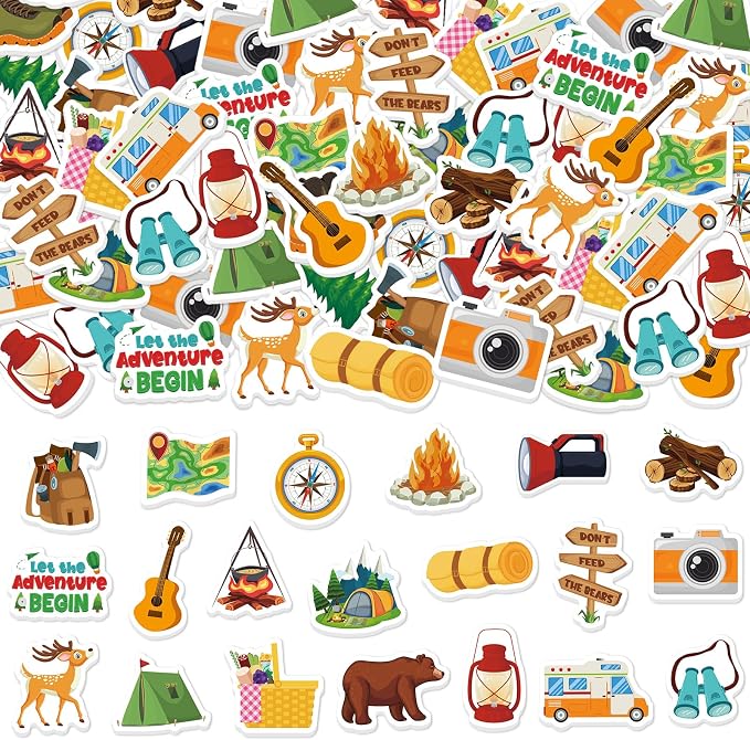 300Pcs Travel Camping Foam Stickers, Self-Adhesive Camping Stickers Outdoor