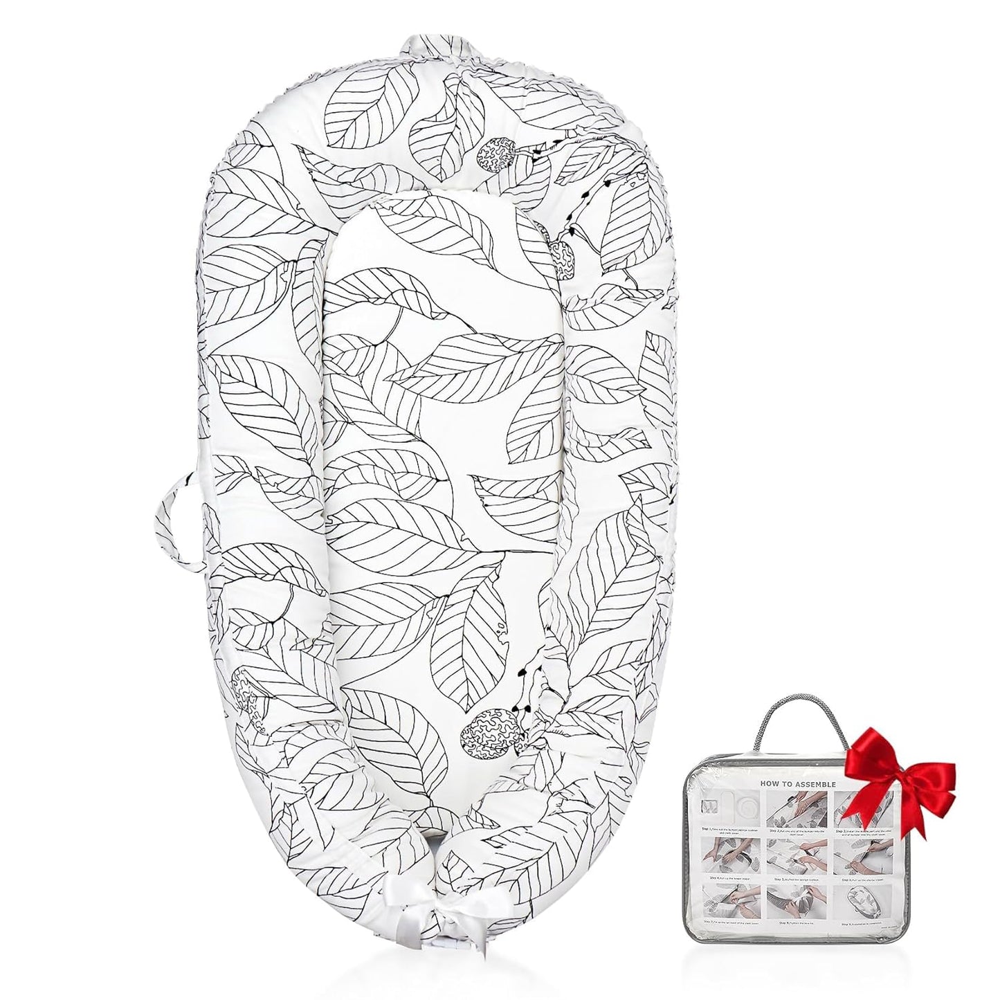 Baby Lounger | Organic Cotton Infant Lounger | Reversible, Adjustable & Portable Floor Lounger | Soft, Breathable, Washable Cover