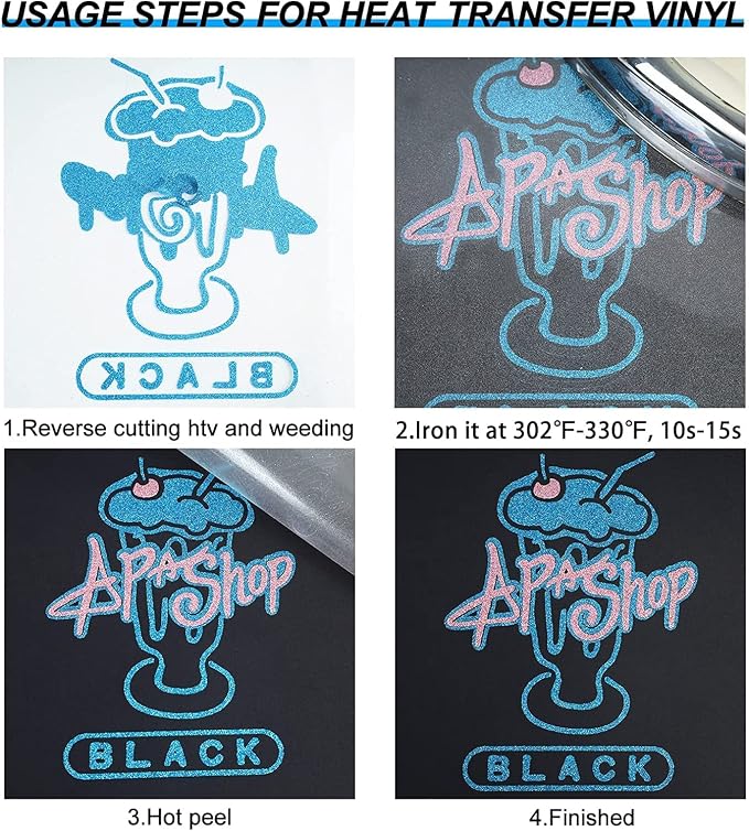 HTVVETUR Glitter HTV Vinyl Rolls Heat Transfer Vinyl