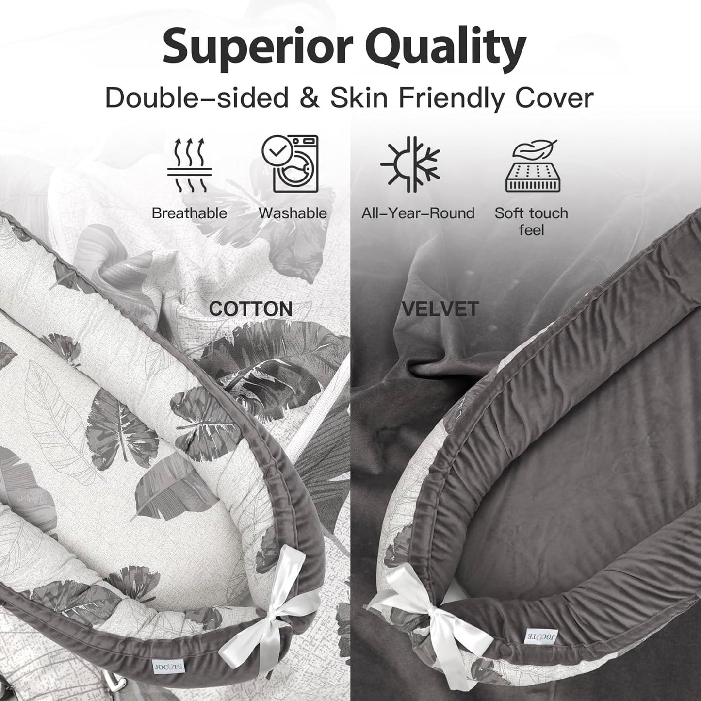 Baby Lounger | Organic Cotton Infant Lounger | Reversible, Adjustable & Portable Floor Lounger | Soft, Breathable, Washable Cover