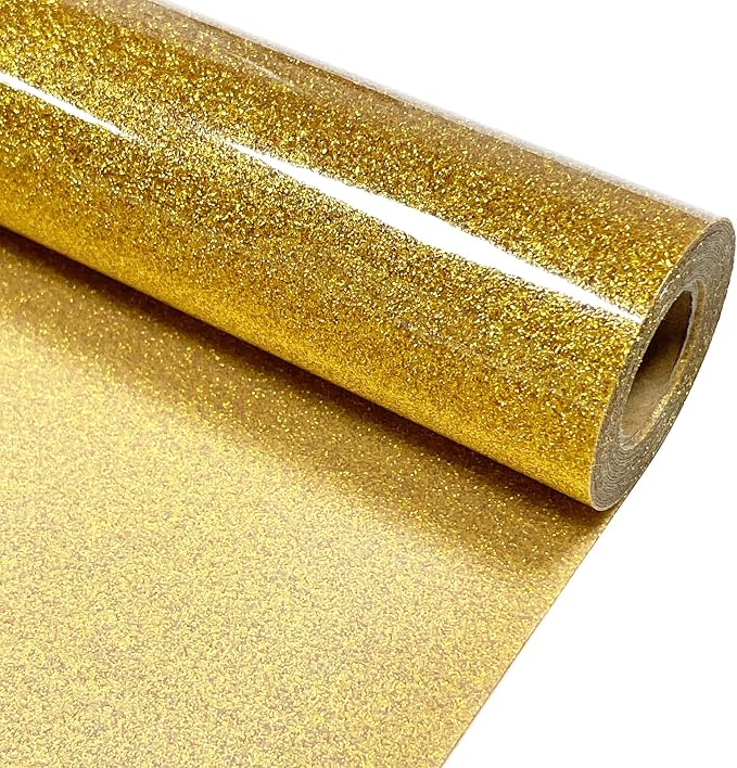 Gold Glitter Heat Transfer Vinyl 12" x 8 ft HTV
