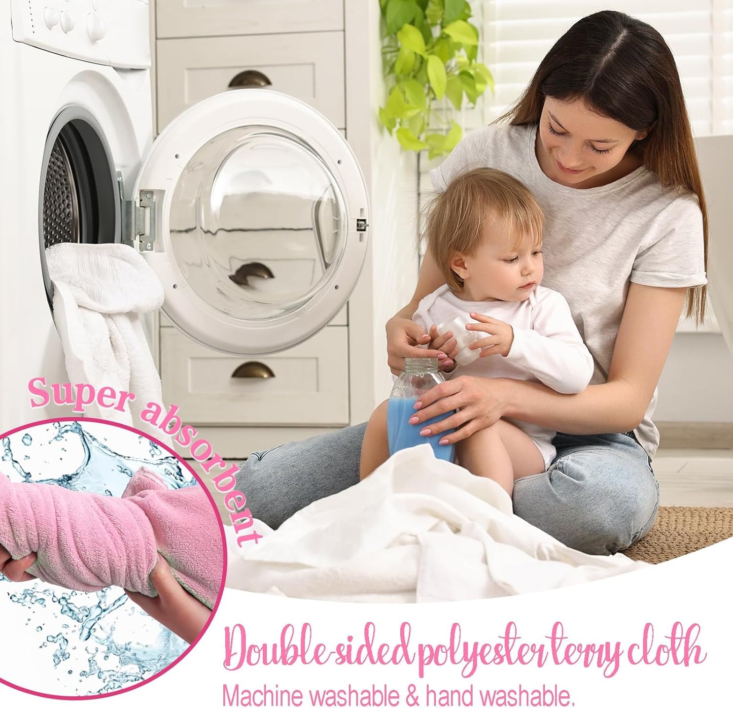 Custom Hooded Bath Towel with Name, Personalized Highly Absorbent Bunny Towels, Baby Bath Towels for Girls Boys, Brithday for Baby, Toddler, Newborn (Piglet-Pink)