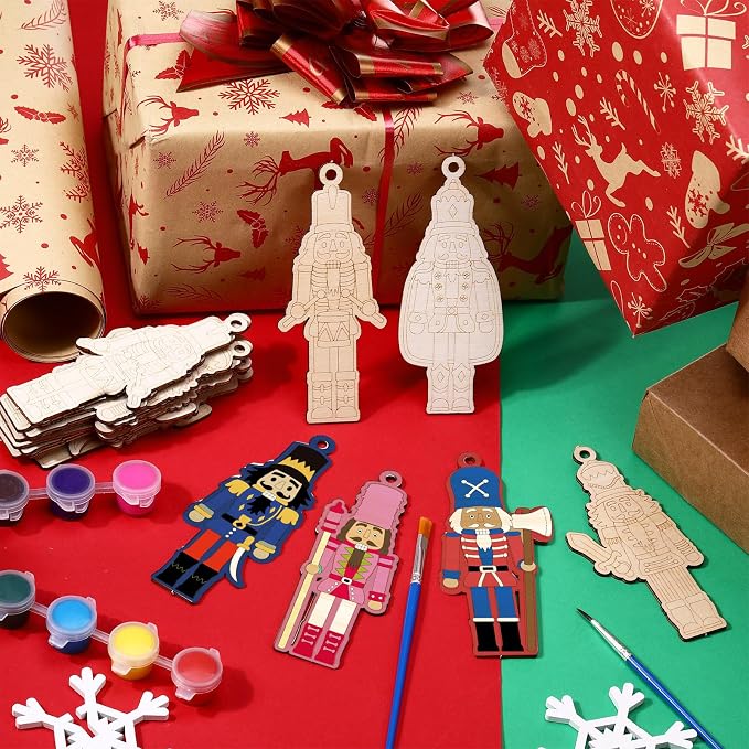 Cinnvoice 60 Pcs Wood Christmas Crafts
