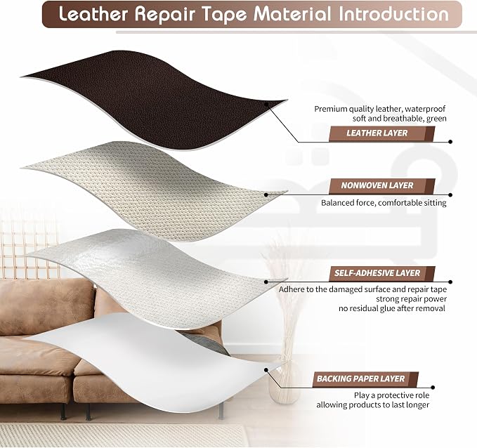 KING MOUNTAIN Leather Repair Patch, 16 x 60 Inches self Adhesive Leather Repair