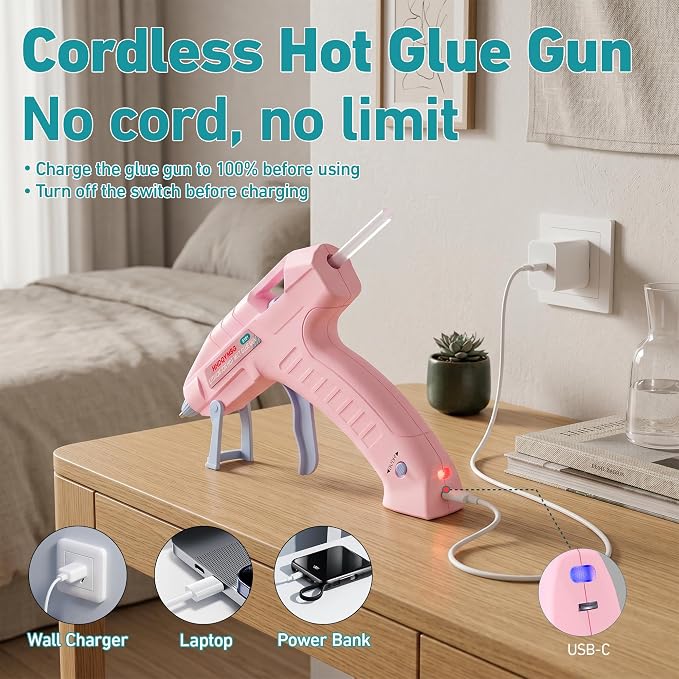 Cordless Hot Glue Gun, 20W Hot Glue Gun