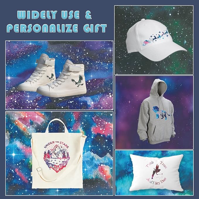 Tintnut Starry Sky Galaxy Heat Transfer Vinyl, PU HTV sheets, easy cut & weed