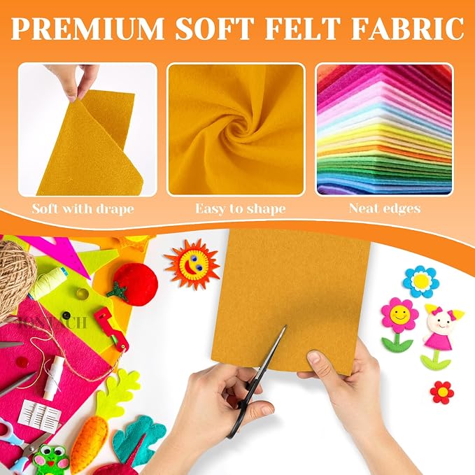 IONTACH 9" X 12" Soft Felt Sheets 1.6mm Thick | Felt Fabric