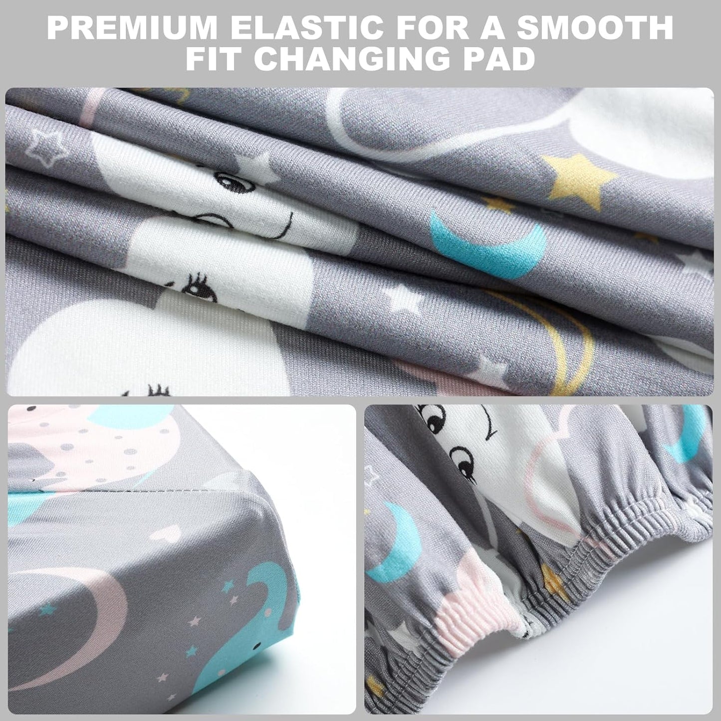 Changing Table Pad Cover Elastic Changing Pad Cover Premium Baby Changing Pad Cover 2 Pack for Boys Girls Soft and Comfortable (Dinosaur Eggs and Cloud Babies)