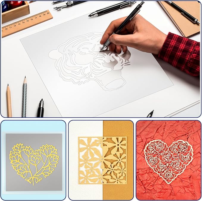 FSWCCK 30 Pcs 4 mil 12 x 12 Inch Translucent PET Blank Stencil Sheets, Mylar