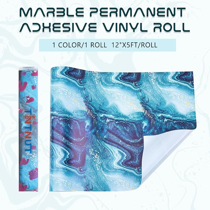 Tintnut Marble Permanent Vinyl Roll 12in x 5ft Permanent Adhesive Vinyl |
