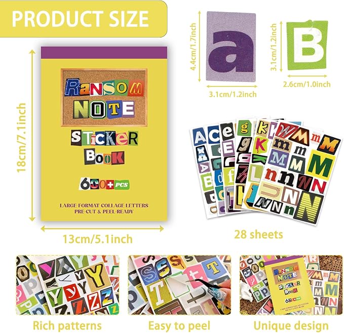 Retro Alphabet Letter Stickers Book