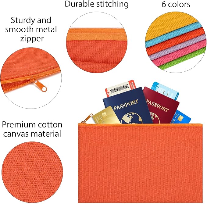 12 Pieces Cotton Canvas Makeup Bag, Blank DIY Craft Bag