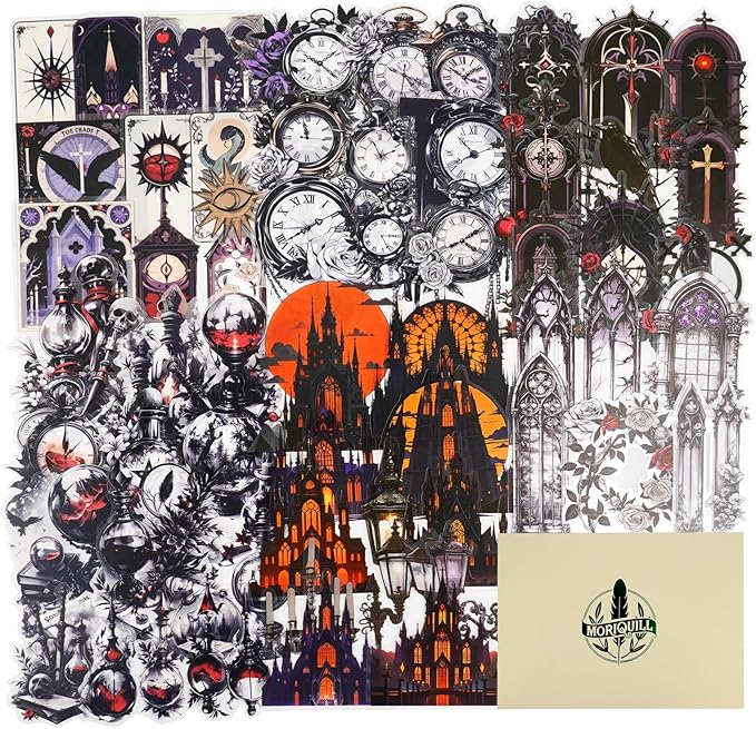 90PCS Gothic PET Stickers Set – Waterproof Die-Cut Stickers