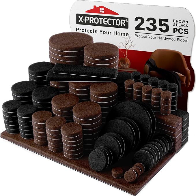 235 PCS Felt Furniture Pads Brown & Black X-Protector