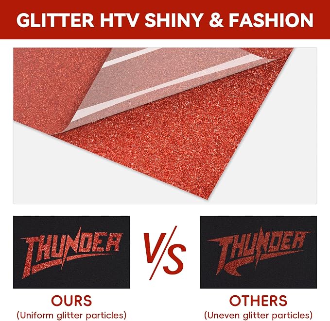 Aoder Red Glitter HTV Heat Transfer Vinyl
