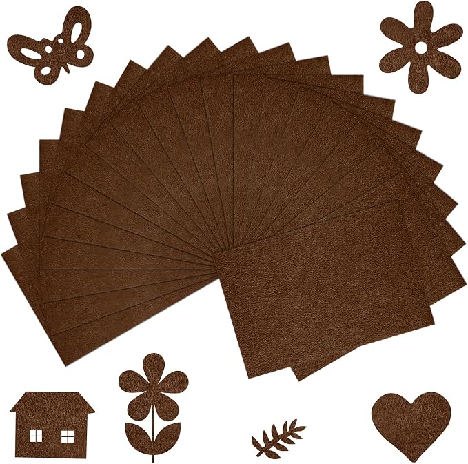 20 Pcs Brown Felt Fabric Sheet 8" x 12" Assorted Color Felt Fabric Sheets