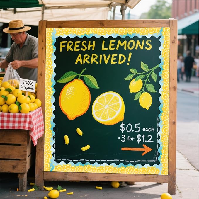 69 Feet Lemon Zest Border Bulletin Board Summer Lemon Slices Juice Scalloped