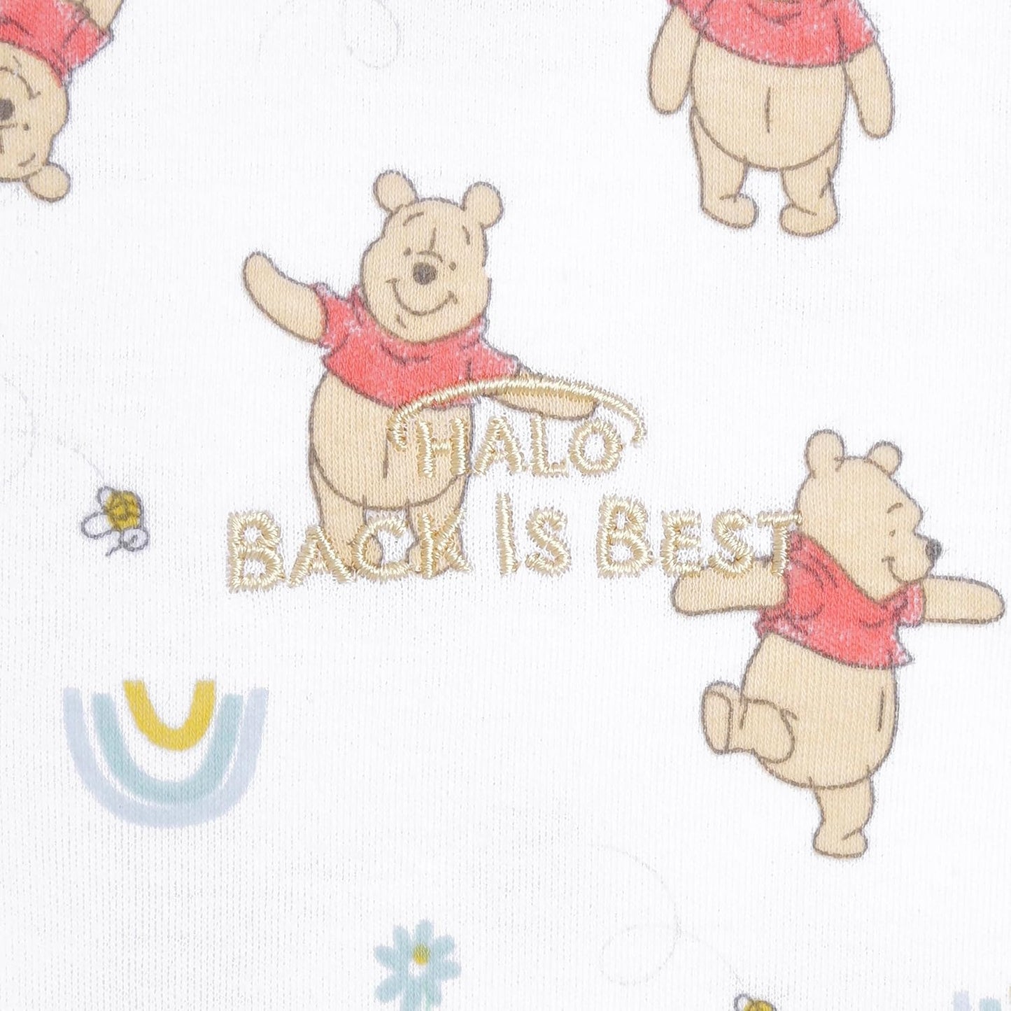HALO Disney Baby 100% Cotton Sleepsack Swaddle, 3-Way Adjustable Wearable Blanket, TOG 1.5, Winnie Rainbows, Small, 3-6 Months