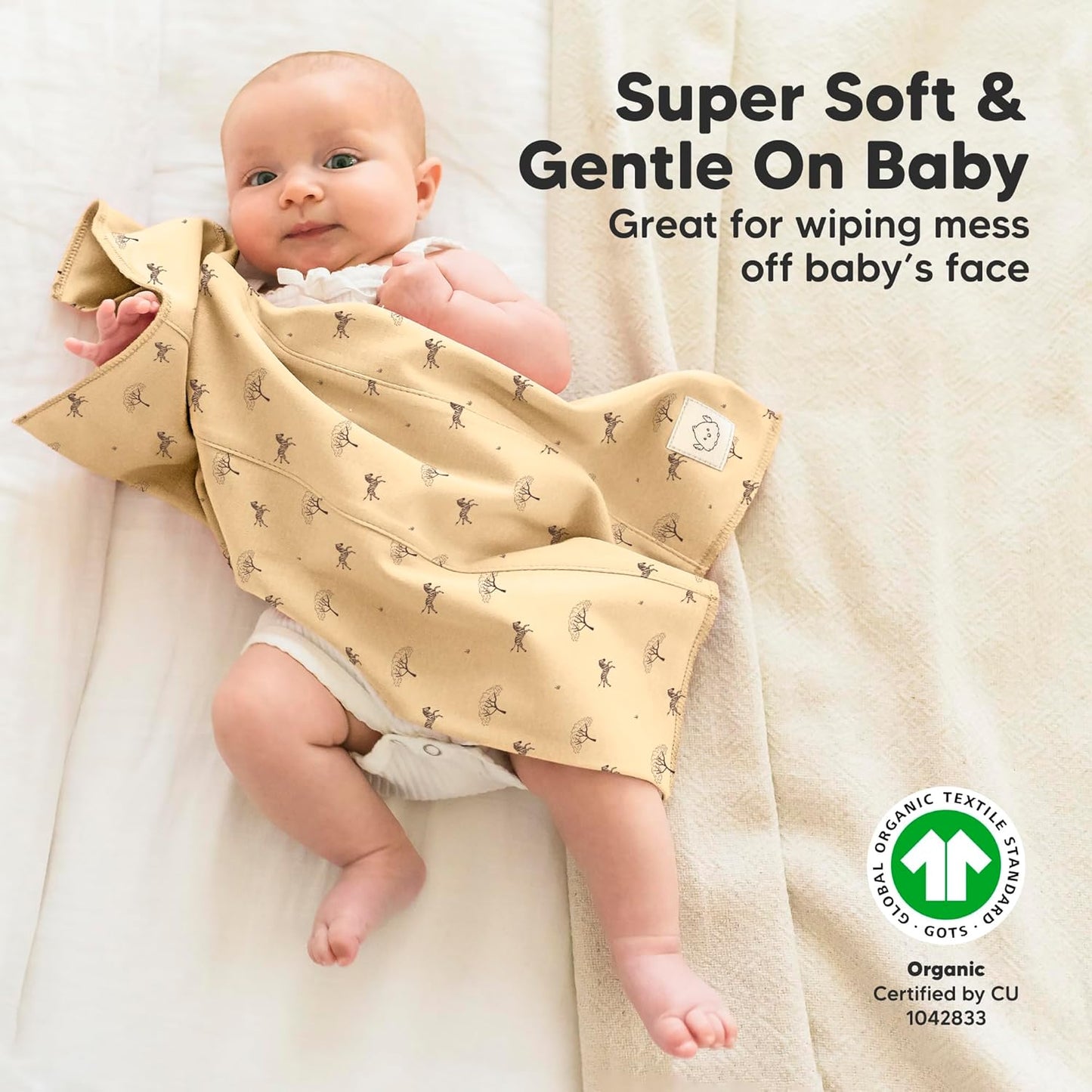 Organic Burp Cloths Baby Boy, Girl - 6-Pack Large Cotton Burping Cloths for Babies, Spit Up Rags, Super Absorbent, Ultra Soft Newborn Rag, Gender Neutral, Machine Washable, Durable (Wildscape)