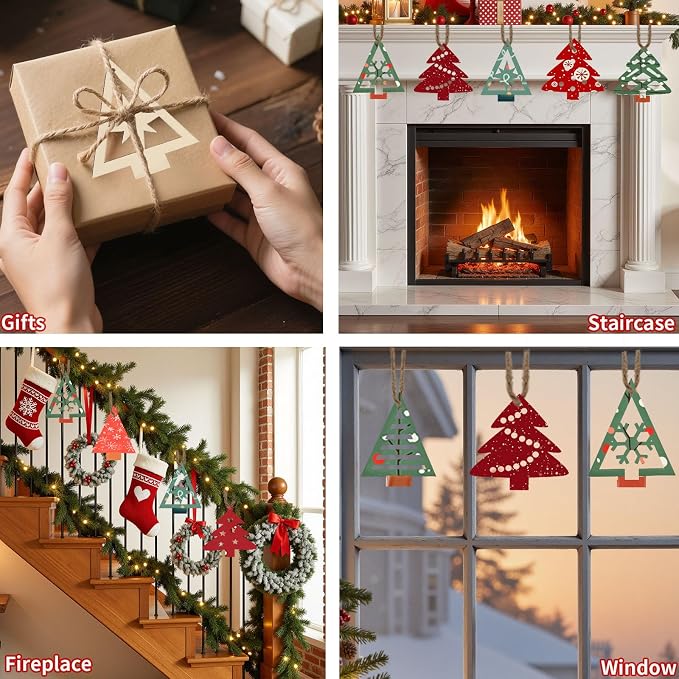 MACTING 27PCS Wooden Christmas Ornaments Unfinished Predrilled Natural Wood