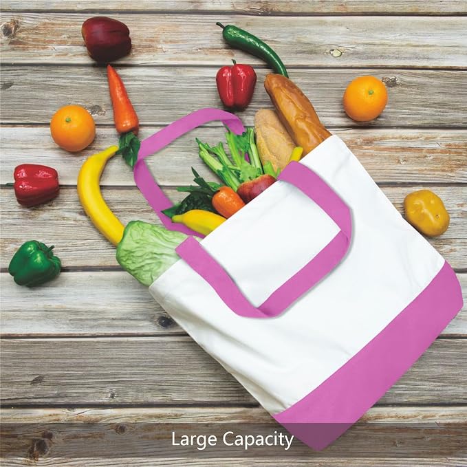TOPDesign 3-Pack Super Strong Large 12oz Cotton Canvas Tote Bags, Reusable